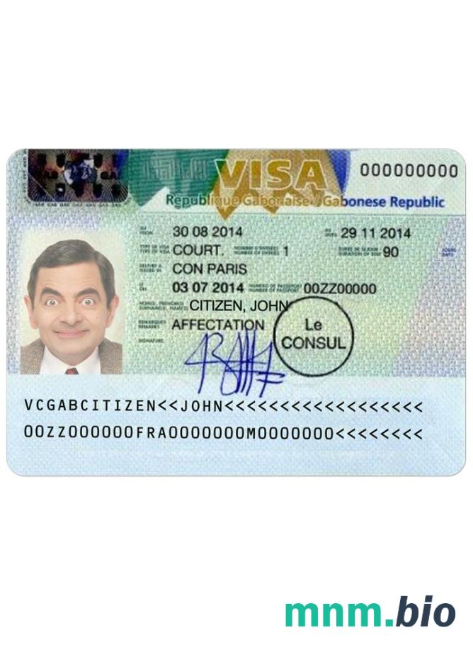 Gabon visa w pełni edytowalny PSD